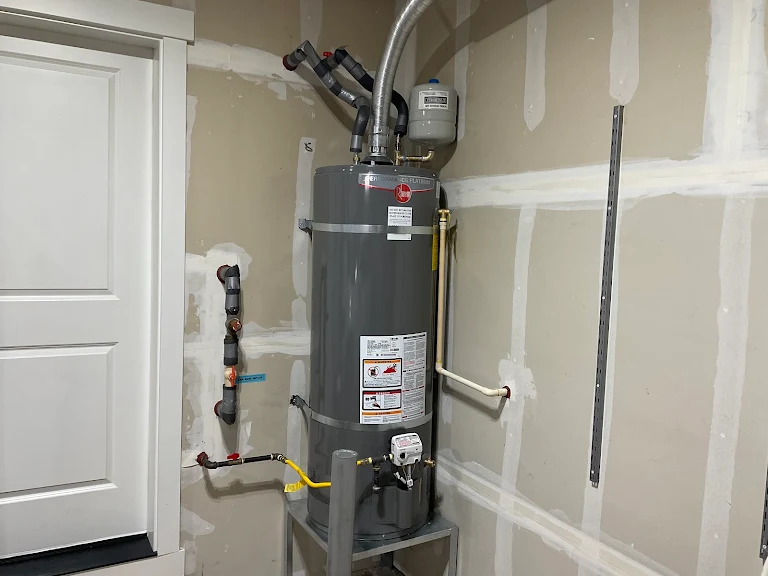 Finished gas water heater installation