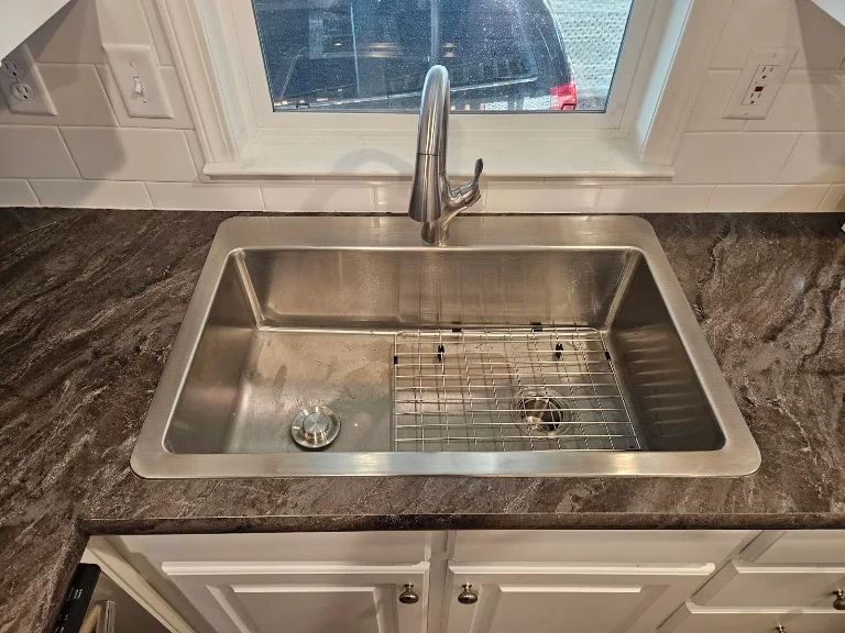 New kitchen sink and faucet installed